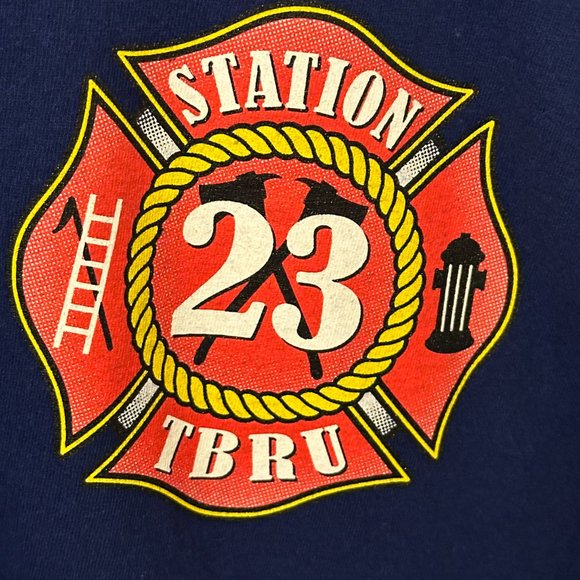 TBRU Station 23 T-Shirt, Size XXXL, Dark blue tee with small pocket graphic - Picture 3 of 5